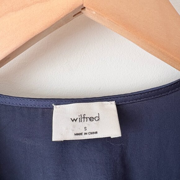 Aritzia Wilfred Maxine Midi Dress Satin Navy Blue Size Small - Picture 6 of 9